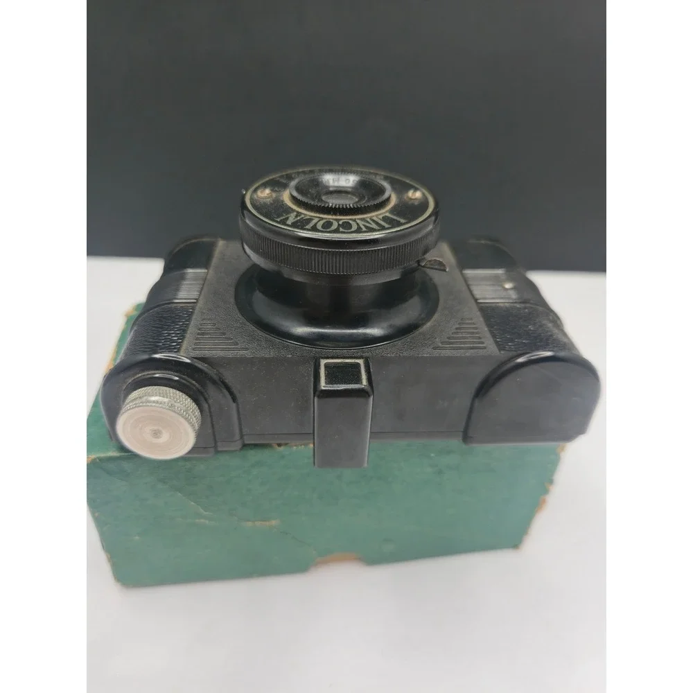 Monarch Mfg Lincoln Camera Vintage 50mm Graf Lens Bakelite Black With Box USA